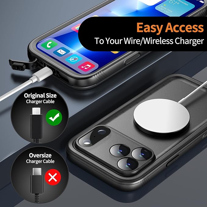 Cozycase TOP Waterproof Case for iPhone 17 Pro Max - Military Heavy Duty 360 Shockproof Full Body with Screen Camera Protector Double IP68 Water Dust Drop Proof Hard Rugged 17PM Front Back Slim Cover