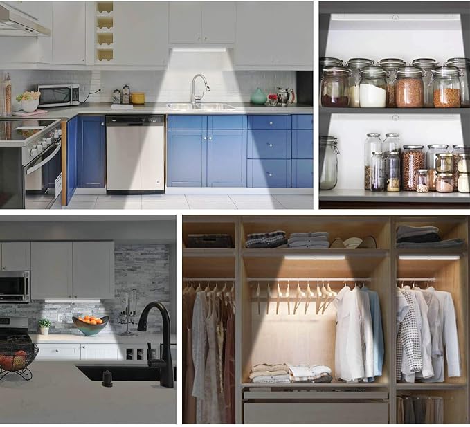 BLS T01LB LED Closet Light Super Bright 20 LED Under Cabinet Lighting Battery Powered/DC Input Wireless Motion Sensing Light, Auto On Off Switch, Motion & Light Sensor, Light Beam Adjustable
