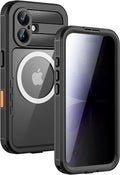 Lanhiem Magnetic for iPhone 17 Case, Built-in Privacy Screen Protector, IP68 Waterproof Dustproof Case, Compatible with MagSafe, Anti-Spy Full Body Phone Case for iPhone 17 6.3", Black
