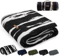 Molithe 100% Wool Blanket, 48" x 62", Warm, Thick, Washable, Military Wool Blanket, Great for Camping, Outdoors, Sporting Events, Survival Kits,Black White Striped