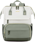 Focdod Laptop Backpack for Women Work Bag - 15.6 Inch Professional Womens Travel Backpack Purse Computer Laptop Bookbag Nurse Teacher Backpacks Waterproof Carry on Back Pack Beige Light Green