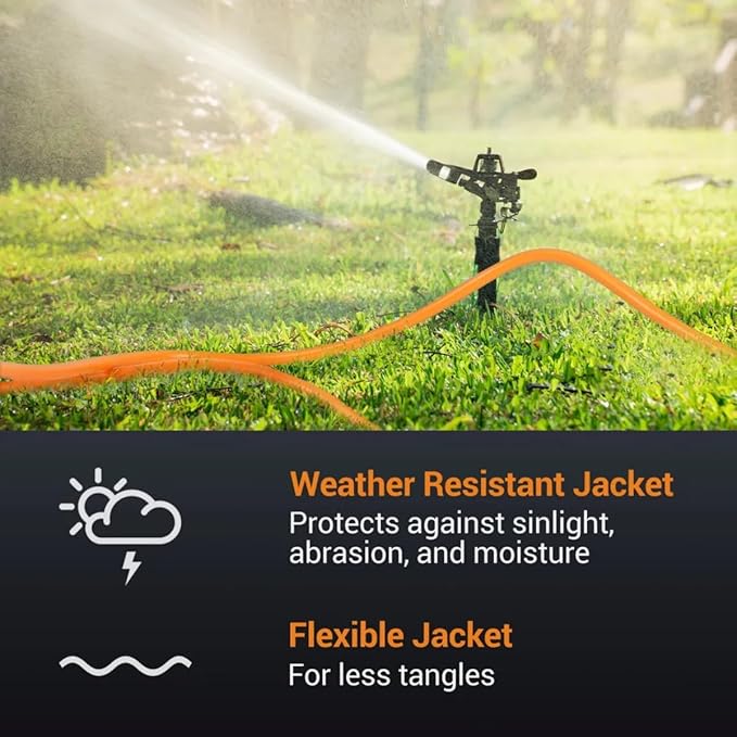 Outdoor Extension Cord Waterproof 100 FT, Orange 14/3 SJTW Heavy Duty, Flexible 100% Copper 3 Prong Extension Cord for Lawn, Garage,UL Listed