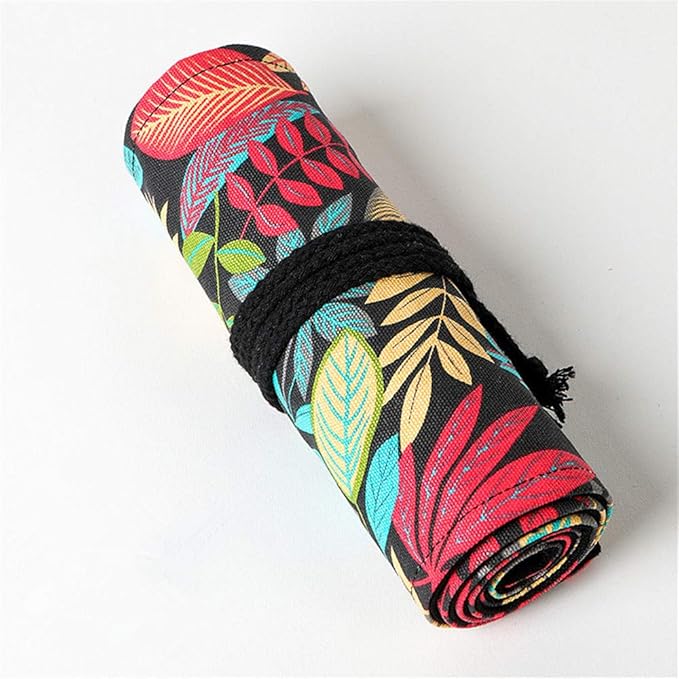 Funny live 24/36/48/72 Slots Colored Pencil Wrap Roll up Pen Holder Case Drawing Coloring Pencil Roll Organizer Stationery Case for Student Artist Traveler (Fallen leaves, 72 Slots)