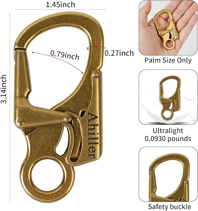Ahiller Carabiner Clip, Double Anti-Misopening Locking Design, 3" Zinc Alloy Heavy Keychain for Outdoor Camping Hiking, Key Ring Clip