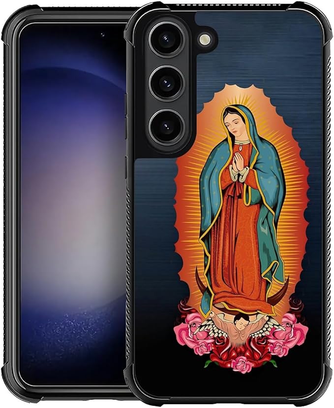 for Samsung Galaxy S23 Plus Case, Red Virgen Guadalupe Pattern Graphic Design Girl Boy Soft Silicone Hard Acrylic Shock Protection for Samsung Galaxy S23 Plus