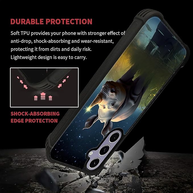 for Samsung Galaxy S24 S25 Case, Rhino Water Marshes Pattern Graphic Design Girl Boy Soft Silicone Hard Acrylic Shock Protection for Samsung Galaxy S24 S25