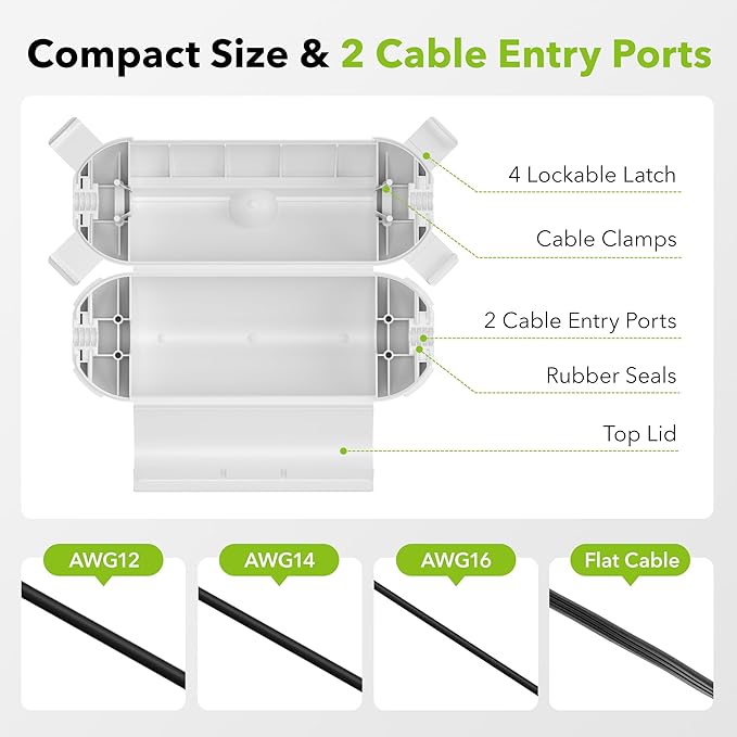 [2 Pack] Outdoor Extension Cord Safety Cover, BN-LINK Outdoor Plug Protector Waterproof, Electrical Connection Box for Holiday String Lights & Tools, White