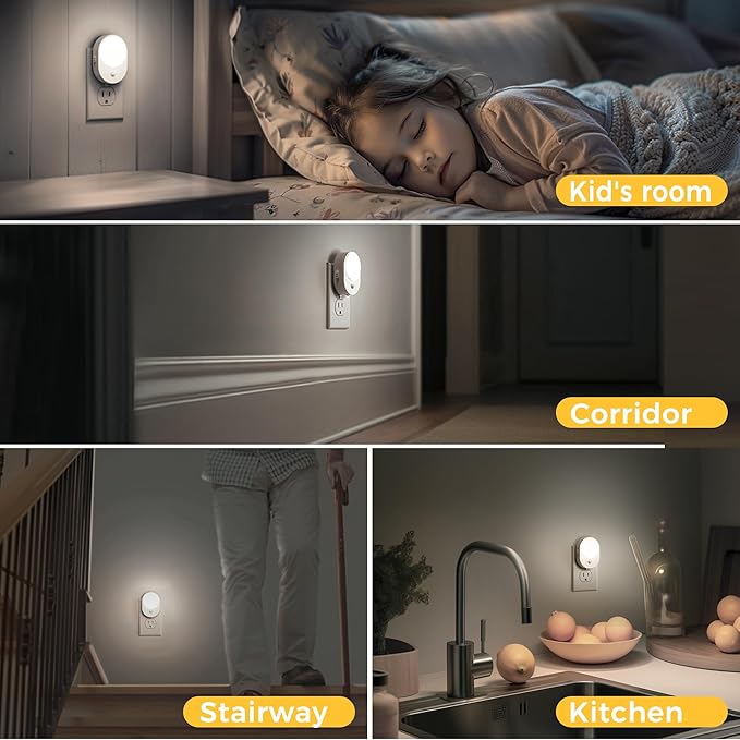 L LOHAS LED Motion Sensor Night Light,[2-PACK] Night Lights Plug into Wall,2 IN 1 Built-in Motion Sensor and Dusk to Dawn Sensor,5000K Daylight White,Nightlight for Bathroom Hallway