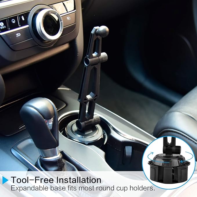 GPS Car Mount Cup Holder with Adjustable Arm for Garmin - Replacement GPS Cupholder Ball Mount for Garmin Nuvi Dezl Drive Drivesmart Zumo Driveassist DriveLuxe StreetPilot RV Portable Navigator