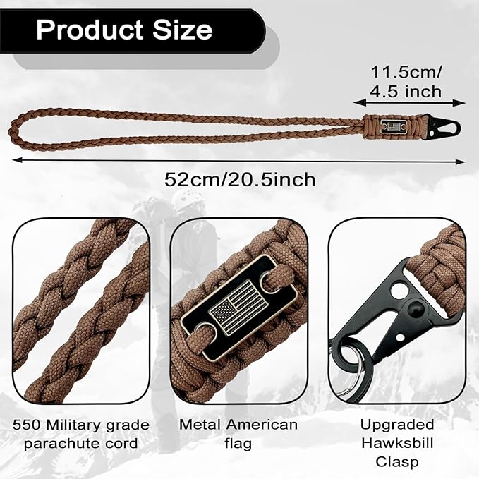 DDOUT Heavy Duty Paracord Lanyard 550 Paracord Braided Keychain for ID Badges, Camera, Whistle, Traveling, Outdoor Activities