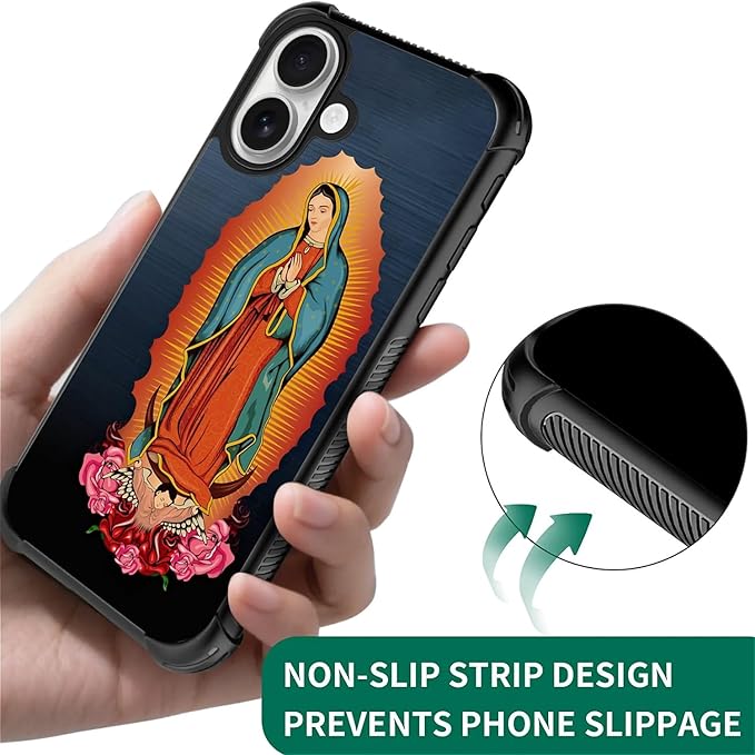 for iPhone 17 Case,for MagSafe Graphic Design for Girl Boy Soft Silicone Hard Acrylic Shock Protection Designed for iPhone 17 Red Virgen Guadalupe Pattern
