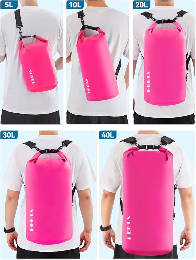 HEETA Waterproof Dry Bag for Women Men, 5L/10L/20L/30L/40L Roll Top Lightweight Dry Storage Bag Backpack with Emergency Whistle for Travel, Kayaking, Boating, Camping, Beach, Cruise Ship Essentials