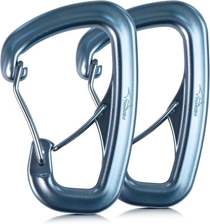 Heavy Duty Carabiner Clip Hook 8KN (1763 lbs), 2 PCS Ultra-Light Aluminum Caribeaners with Double Door D Ring Shape, for Hammock, Camping, Hiking, Backpacking, Dog Leash, Keychain Clip