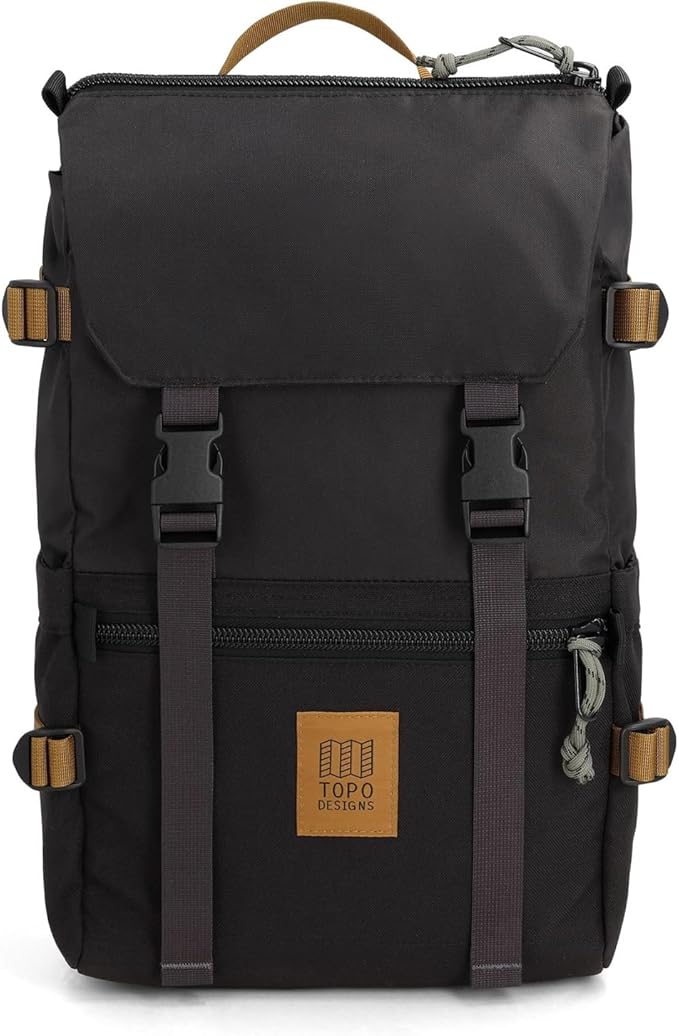 Topo Designs Rover Pack Classic - Daily Daypack for Commutes, Day Trips, Hikes, Iconic Denver Design, PFAS-Free, Fair Trade, BlueSign Backpack (Black/Neutral)