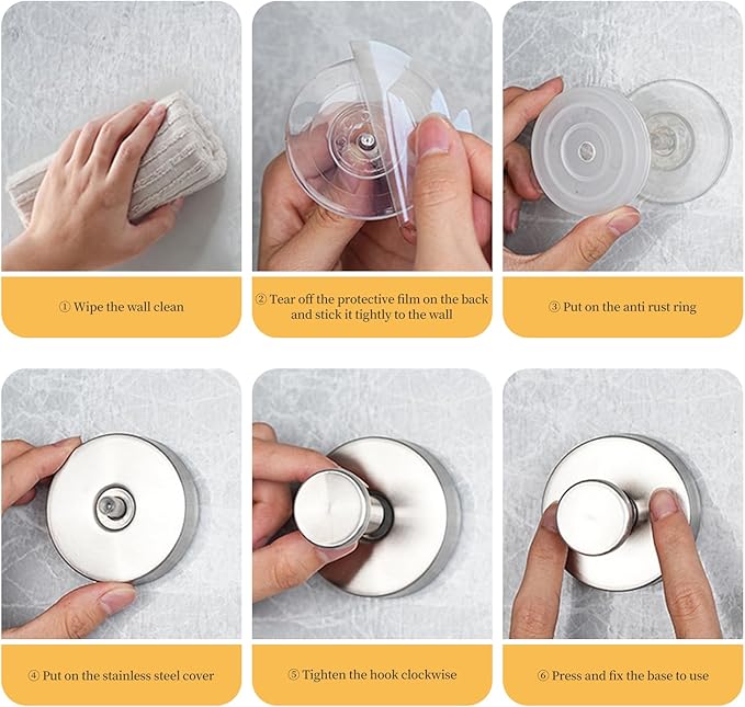 4 Pack Gold Stainless Steel Suction Cup Hooks, Up to 15 LBS, No Drill, Multi-Purpose for Bathroom, Kitchen, Shower, Front Door