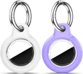 for Apple AirTag 2nd & 1st Gen, Waterproof Case for AirTag Holder Keychain,GPS Tracker Cover for Dog,Car Key,Luggage-I5-White+Purple