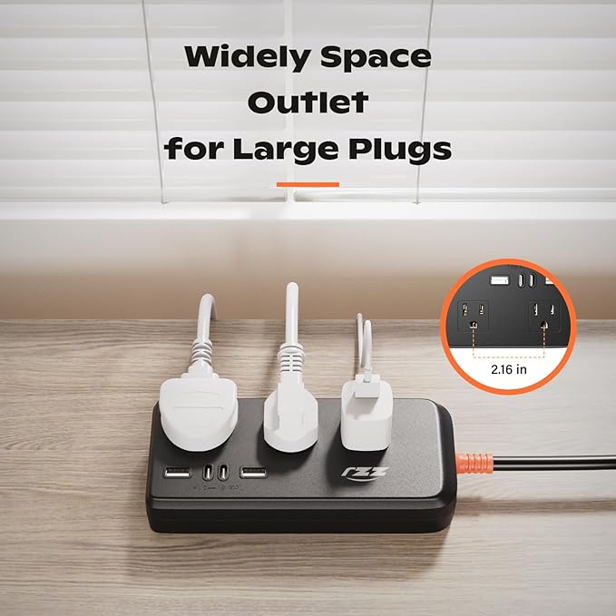 Outdoor Power Strip Weatherproof, IPX6 Waterproof Surge Protector with 3 AC Outlets and 2USB A&2USB C, 6FT Extension Cord, Wall Mountable for Indoor Outdoor, UL FCC Listed