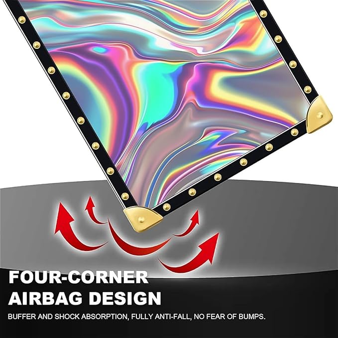 Compatible with iPhone 16 Plus Case, Holographic Abstract Iridescent Textures Luxury Golden Decoration for Girl Women Soft TPU Shockproof Protective Hard PC Back