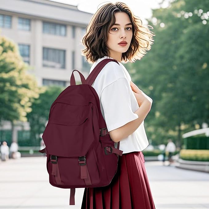 coowoz Lightweight School Bag Casual Daypack College Laptop Backpack for Men Women Water Resistant Travel Rucksack for Sports High School Middle Bookbag for girls(Red)