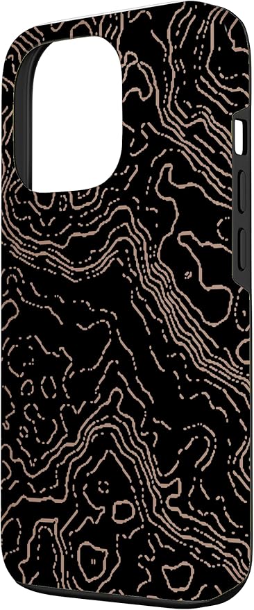 Topography Black & Brown Abstract Pattern Topographic Map Case for iPhone 13 Pro