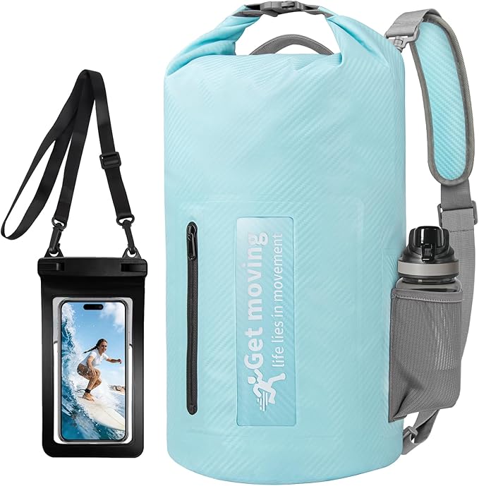 BKNOOU Dry Bag Waterproof Backpack for Women Men, 10L/20L Roll Top Dry Bags for Kayaking Waterproof Bag for Travel, Boating, Beach, Camping, Hiking & Rafting, Dry Storage Bag with Phone Pouch