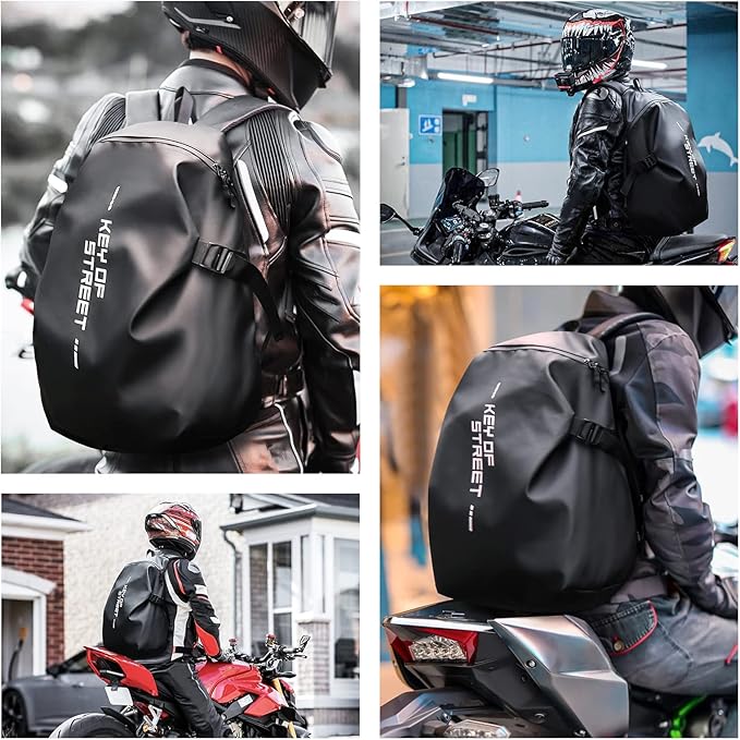 Motorcycle Backpacks for Men and women,Waterproof Helmet Backpack,Motorcycle Dirt Bike Accessories,motorcycle gear Seat Bag Tail Bag