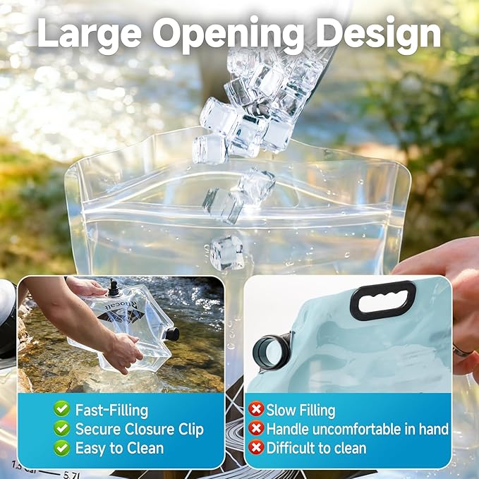Rocalt 2 Pack Collapsible Water Container with Spigot, 2.1 Gallon Foldable Camping Water Storage, BPA Free Emergency Water Container with Wide Mouth Opening for Survival & Disaster Preparedness