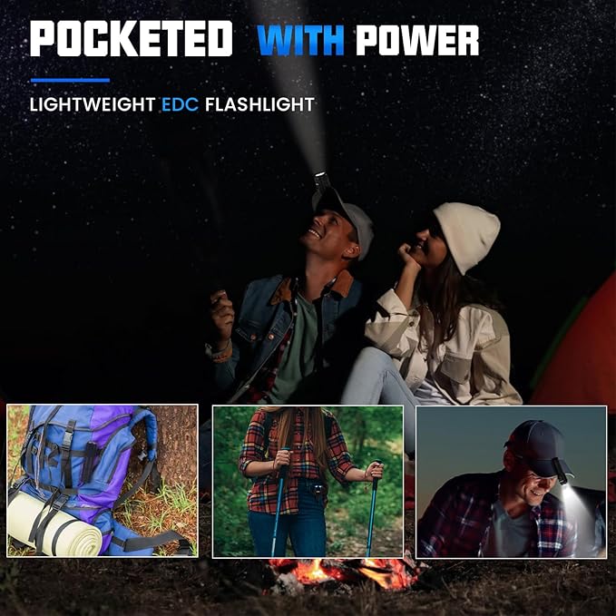 UNROEVS 2550 Lumen 2-in-1 Small Flashlight,Led Rechargeable Flashlights High Lumens USB C Charge,Small Powerful Flashlights with 5 Modes, Magnetic Flashlight for Camping, Hiking, Emergency