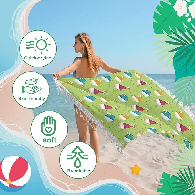 Peryiter 24 Pack Microfiber Oversize Turkish Beach Towel Set 12 Large Absorbent Beach Towels with 12 Storage Bag 28 x 55 Quick Dry Lightweight Bath Towel Blanket for Hawaii Camp Swim Pool(Summer)