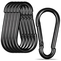Black Carabiner, Heavy Duty Galvanized Steel Spring Snap Hook Carabiner Clips with 1000LBS Holding Capacity, Ideal for Outdoor, Hammock, Swing and Travel (6PCS M12 4.7Inch)