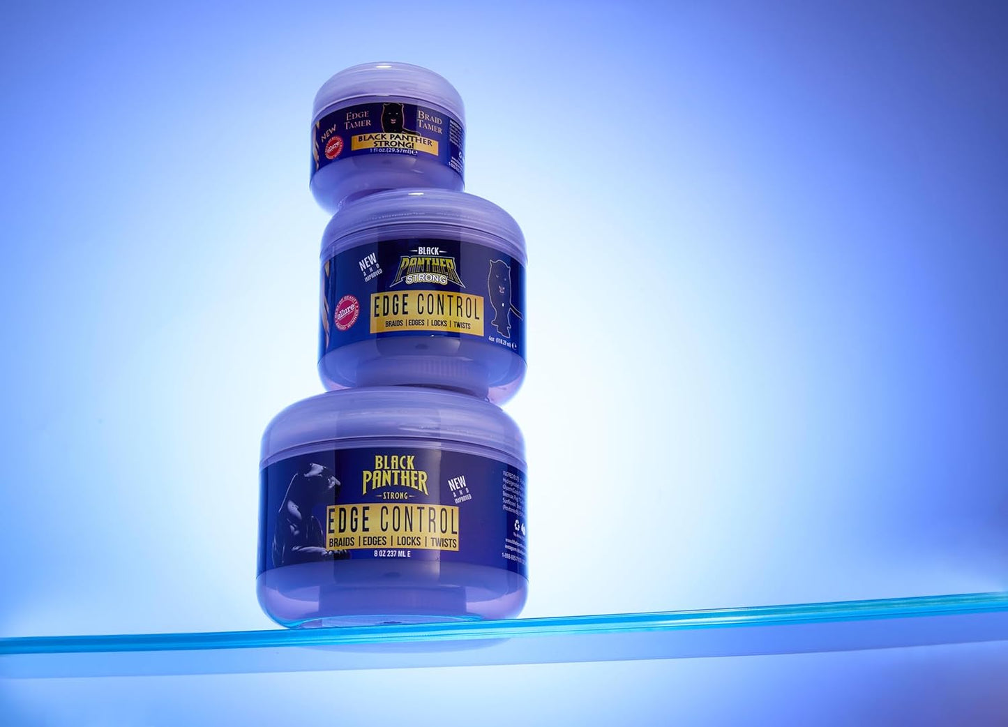 Black Panther Extra Hold Edge Control & Braiding Gel – Natural Instant Edge Control for Black Hair, 4C Gel for Women & Men. 4 oz, Purple