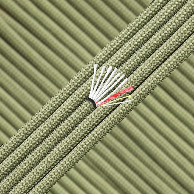 PSKOOK Survival Paracord Parachute Fire Cord Survival Ropes Red Tinder Cord PE Fishing Line Cotton Thread 7 Strands Outdoor 20, 25, 100 Feet