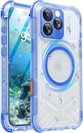 for iPhone 16 Pro Waterproof Case with Magsafe, Built-in [Camera & Screen Protector] [Lanyard], IP68 Water Proof Full Body Dustproof Heavy Duty Frosted Protective Phone Cover, 6.3" Blue