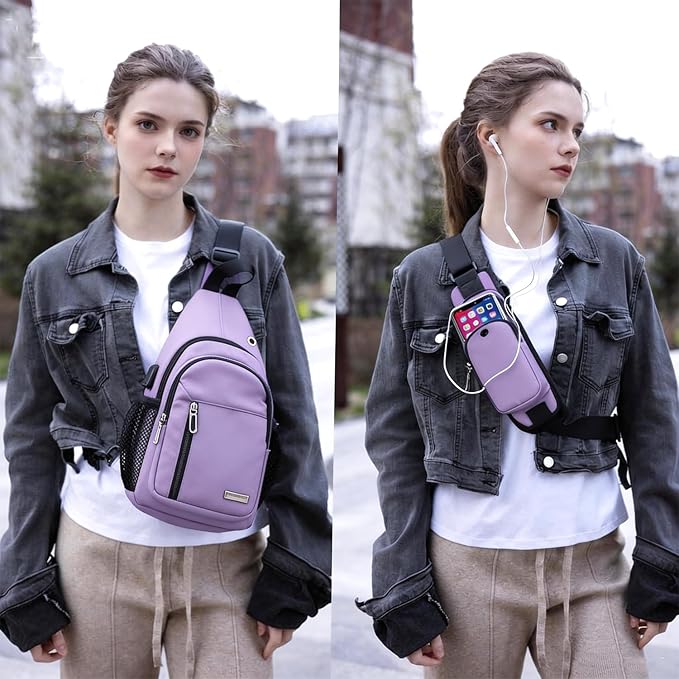 JENAGREEN Sling Backpack Crossbody Sling Bag, Cross Bag Adjustable Travel Hiking Essentials Casual Daypack Multipurpose Chest Bag Purse for Women Men