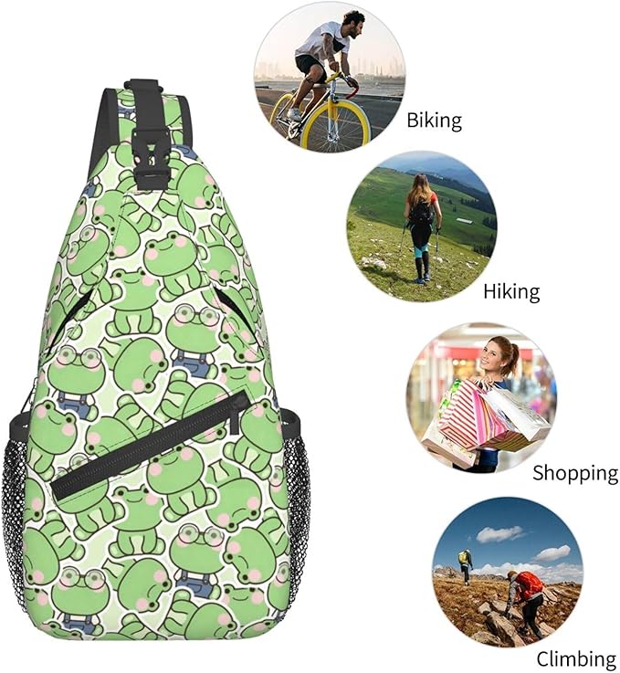 Cute Frog Sling Bag For Women Men Fashion Backpack Crossbody Frogs Shoulder Bag Sling Backpack Chest Bag Travel Hiking Casual Sport Daypack