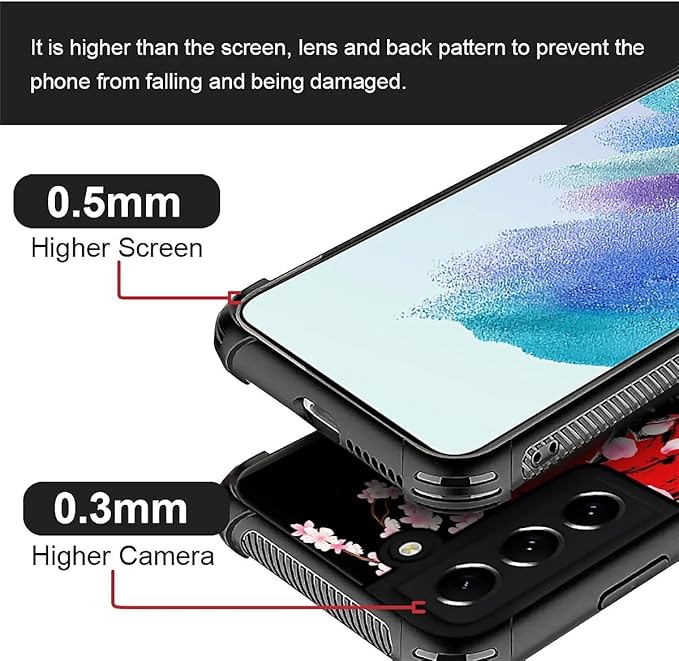 for Samsung Galaxy S22 Case, Sakura Japanese Samurai Pattern Graphic Design Girl Boy Soft Silicone Hard Acrylic Shock Protection for Samsung Galaxy S22