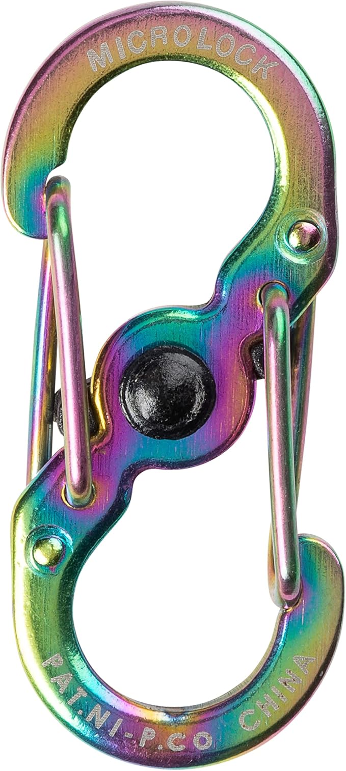 Nite Ize S-Biner MicroLock Stainless Steel - Durable Key Holder Carabiner Clip - S-Biner with Locking Gates - Durable & Strong Mini Carabiners for Keychain Accessories - Spectrum (5 Pack)