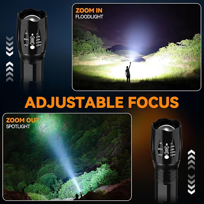 BESTSUN LED Flashlight 2 Pack, High Lumens Small Tactical Flashlights with 5 Modes, Waterproof Zoomable Mini Flash Light for Camping Hiking Emergency Home