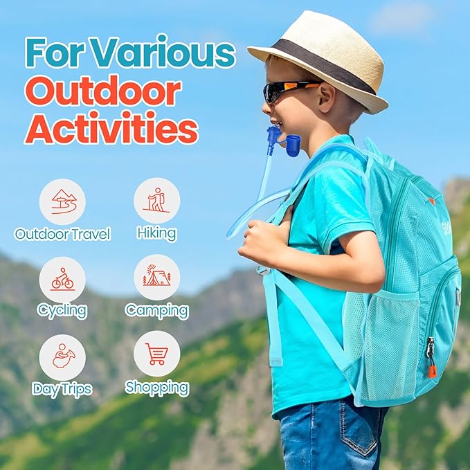 Shinylin 2 Pcs Kids Hydration Backpack with 1.5L Water Bladder Lightweight Kids Hiking Backpack Water Rucksack for Boys Girls Climbing Running