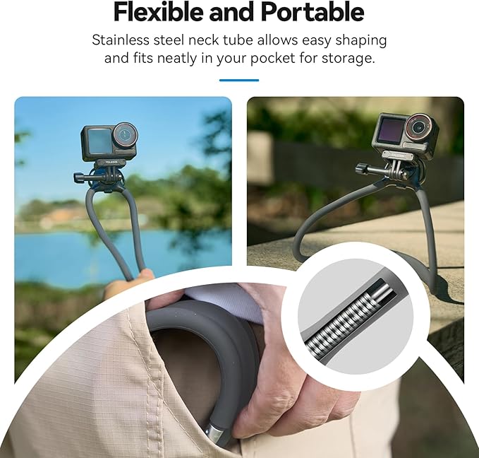 TELESIN Neck Mount SE 2.0 with Air Cushion, Adjustable Chest Strap and Neck Mount for Hands-Free POV Vlogging, for GoPro Hero 13/12/11/10/9, Insta X5/X4/X3/Ace Pro 2, Action 3/4/5 Pro 6, AKASO, etc.