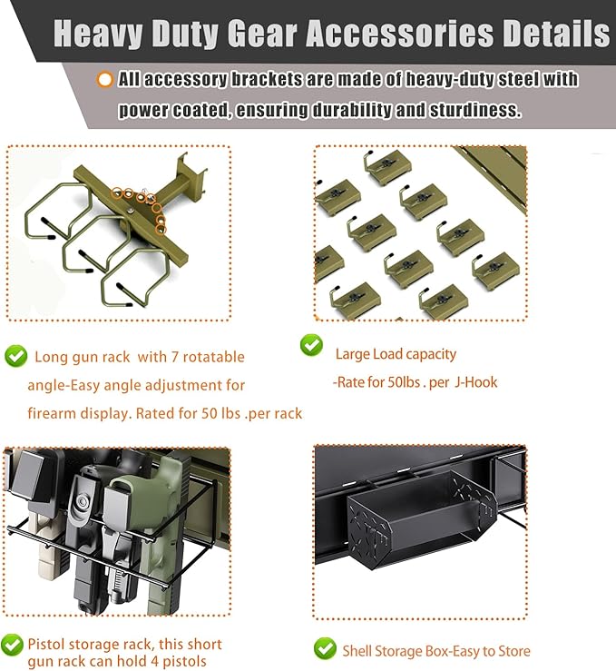 Wall Rack System - Aluminium Heavy-Duty Tactical Storage for Rifles, Carbines, Shotguns & Handguns, Modular Slatwall Organizer Holds up to 6 Rifles, 10 Pistols & 4 Mags