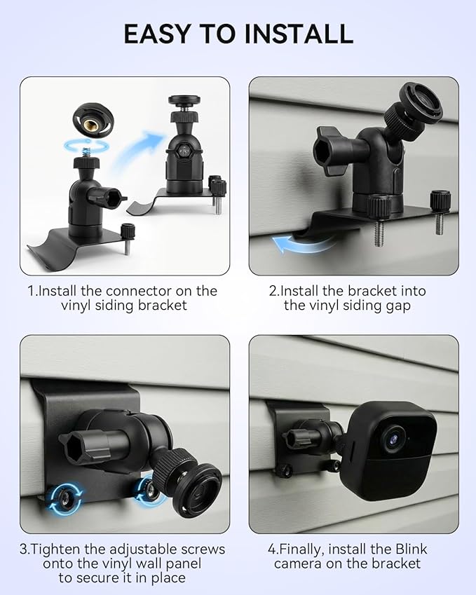 2Pack Vinyl Siding Mount Compatible with Blink Outdoor 2K+/ Blink Outdoor 4/(3rd Gen) XT3/Blink XT/XT2/Mini, Adjustable Mounting Bracket with Vinyl Siding Clips Hooks