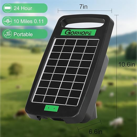 5 Miles Solar Electric Fence Charger,Output 0.11J Electric Fence Charger Solar Powered, 24-Hour Uninterrupted Protection Solar Powered Electric Fence, Solars Electricing Fence Kit for Garden