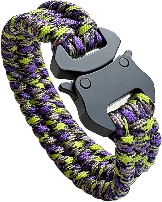 Parachute Cord Bracelets Trilobite Weaved Paracord Bracelet with Side Release Buckle 8.7 inch Black Bracelet for Men Women 1 Set