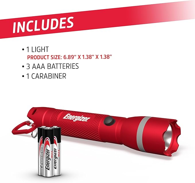 Energizer R-300 LED Flashlight Emergency Safety Light, Bright IPX4 Water Resistant Flash Light, Durable Emergency Light for Hurricane Preparedness, Batteries Included (Pack of 2)