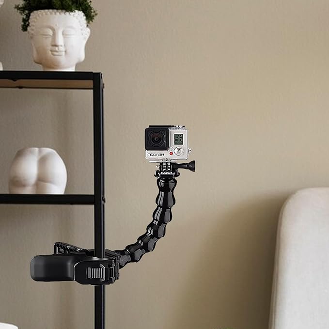 Gooseneck Phone Holder Flex Clamp Clip Mount with Flexible Jaws for Desk, Pole, or Mobile Stand Adjustable Compatible with iPhone 14, 13 Pro, XS Max, XR, X, 8, 7, 6, 6s Plus and Other 4-7'' Device