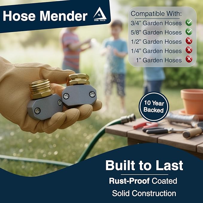 DBR Tech® Hose Repair Kit – Fix Leaks on 3/4 & 5/8 inch Garden Hoses