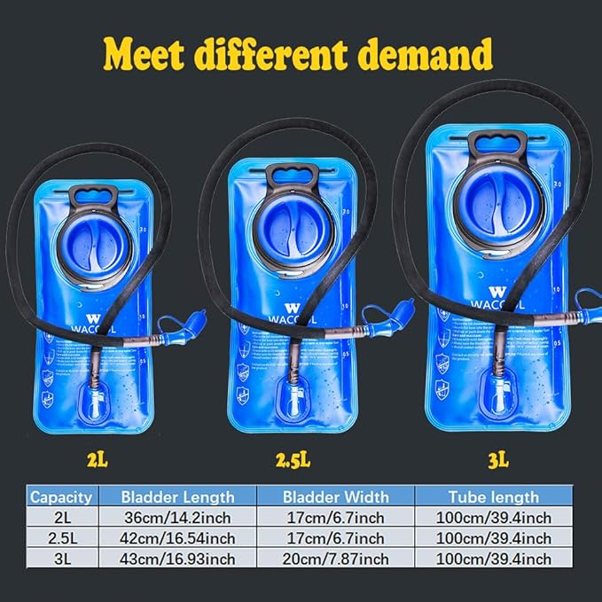 WACOOL 2L 2.5L 3L BPA Free PEVA Hydration Pack Bladder Leak-Proof Water Reservoir (Hydration Bladder With Cleaning Kit, 2L)