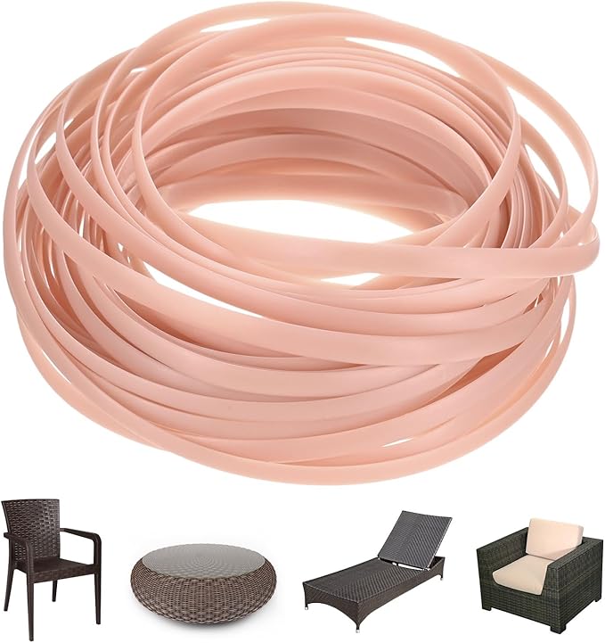 M METERXITY 1-Pack Wicker Repair Kit, 5mm x 33ft/10m Plastic Flat Rattan Replacement Supplies for Patio Furniture Repair/Basket Making/Chair Weaving, Synthetic Woven Rattan [Pink]