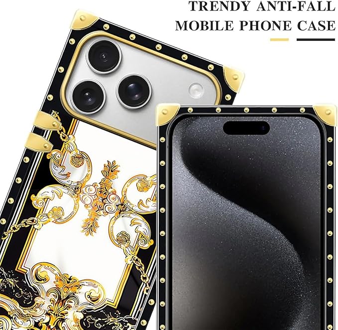 for iPhone 17 Pro Max Case Luxury Golden Decoration for Girl Women Soft TPU Shockproof Protective Hard PC Back for iPhone 17 Pro Max Crazy Pattern Gold Grain Flowers
